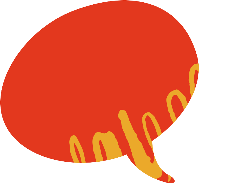 Research and Publications Chat Bubble An orange coloured chat bubble for visual interest only.